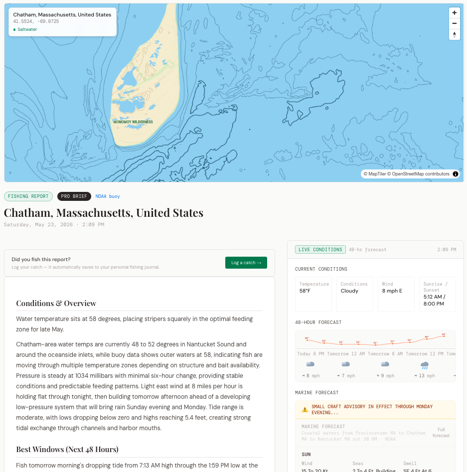 Sample report — Northeast · Striped Bass